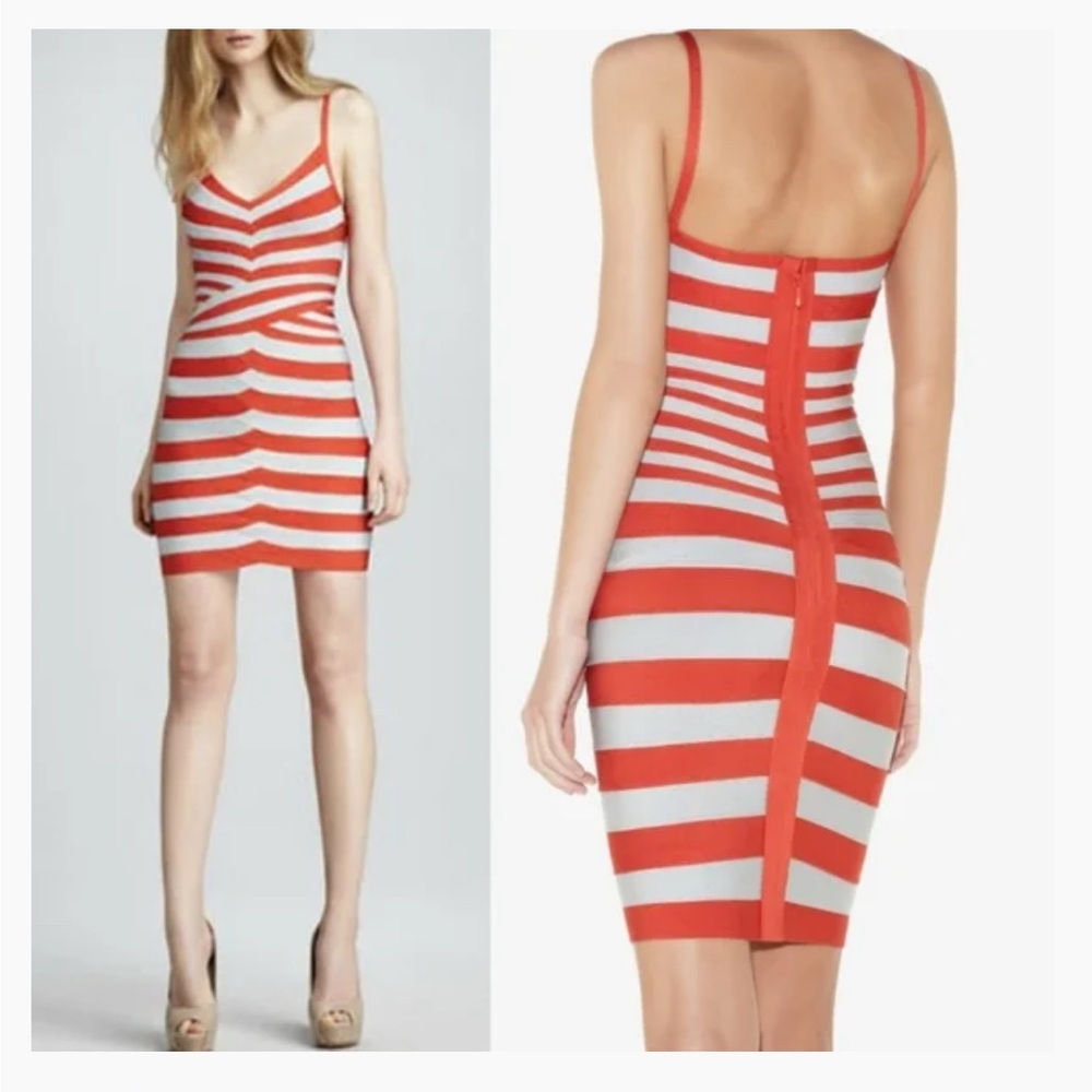 Herve Leger Mini Striped Dress